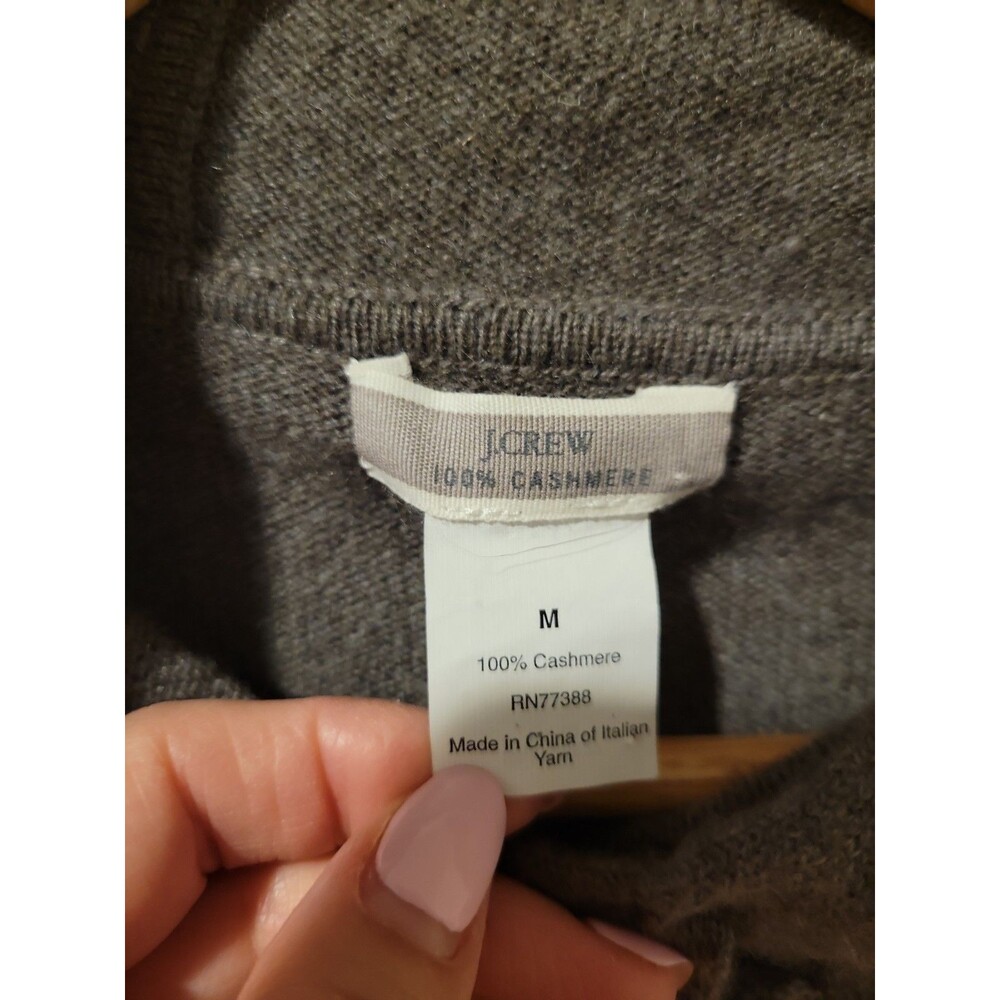 J.Crew Women’s 100% Cashmere Hoodie Sweater Size M Gray Pullover Drawstring - Picture 5 of 8